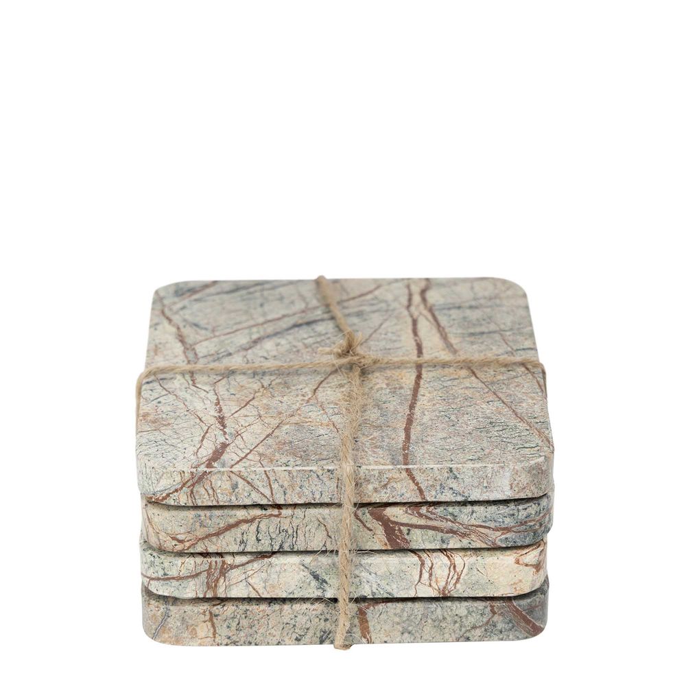 Graze Marble Coaster Square Brown & Green