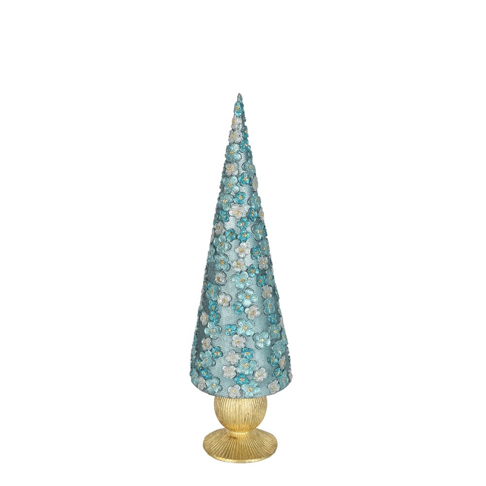 Florana Blue Floral Cone Tree Large