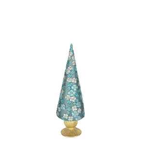 Florana Blue Floral Cone Tree Small