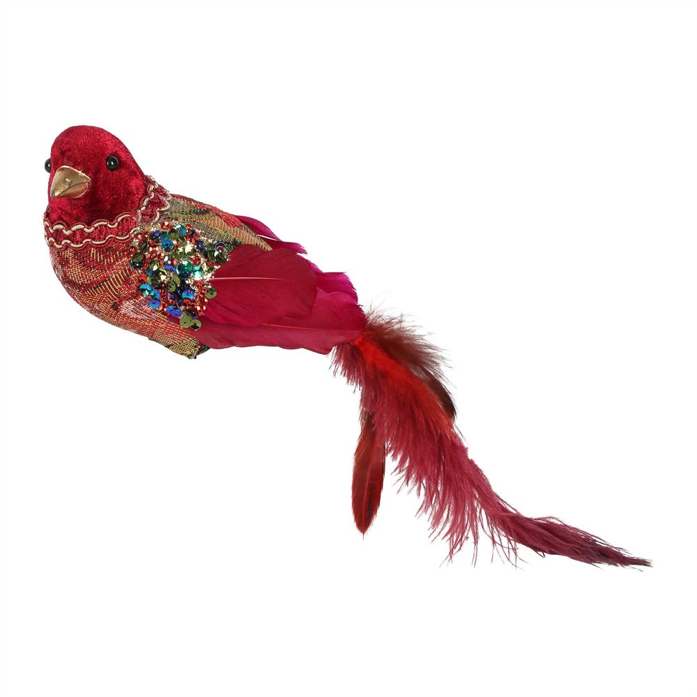 Leila Tapestry Clip On Bird Small Red