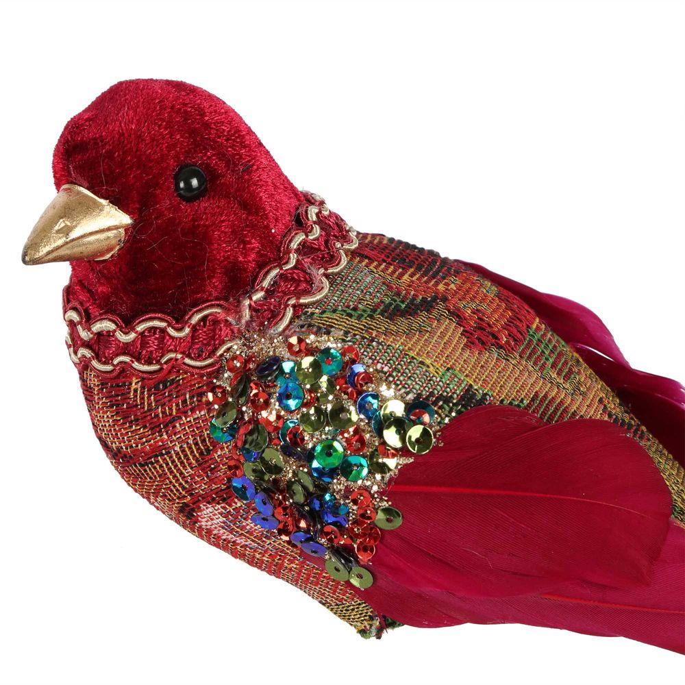 Leila Tapestry Clip On Bird Small Red