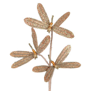 Dragonfly Floral Stem Champagne