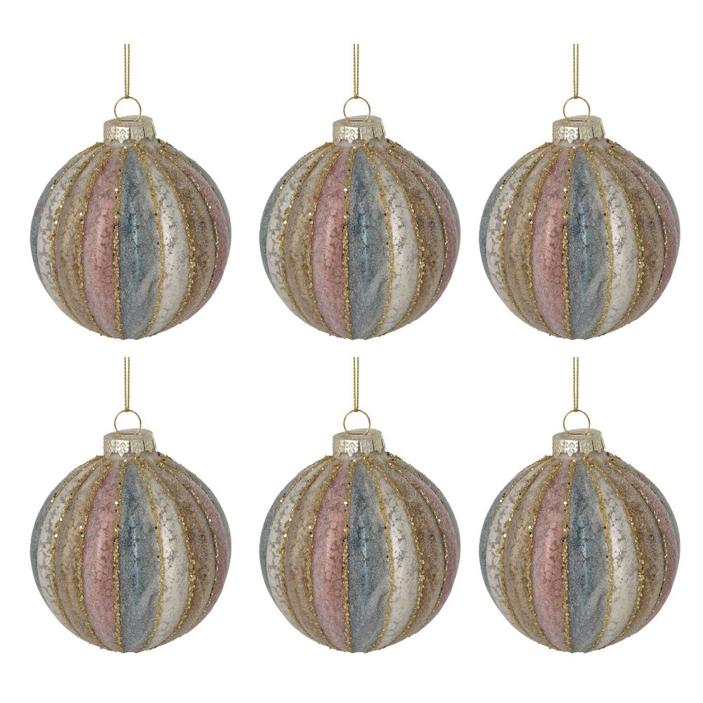 Cimmon Boxed Set Of 6 Baubles Champagne