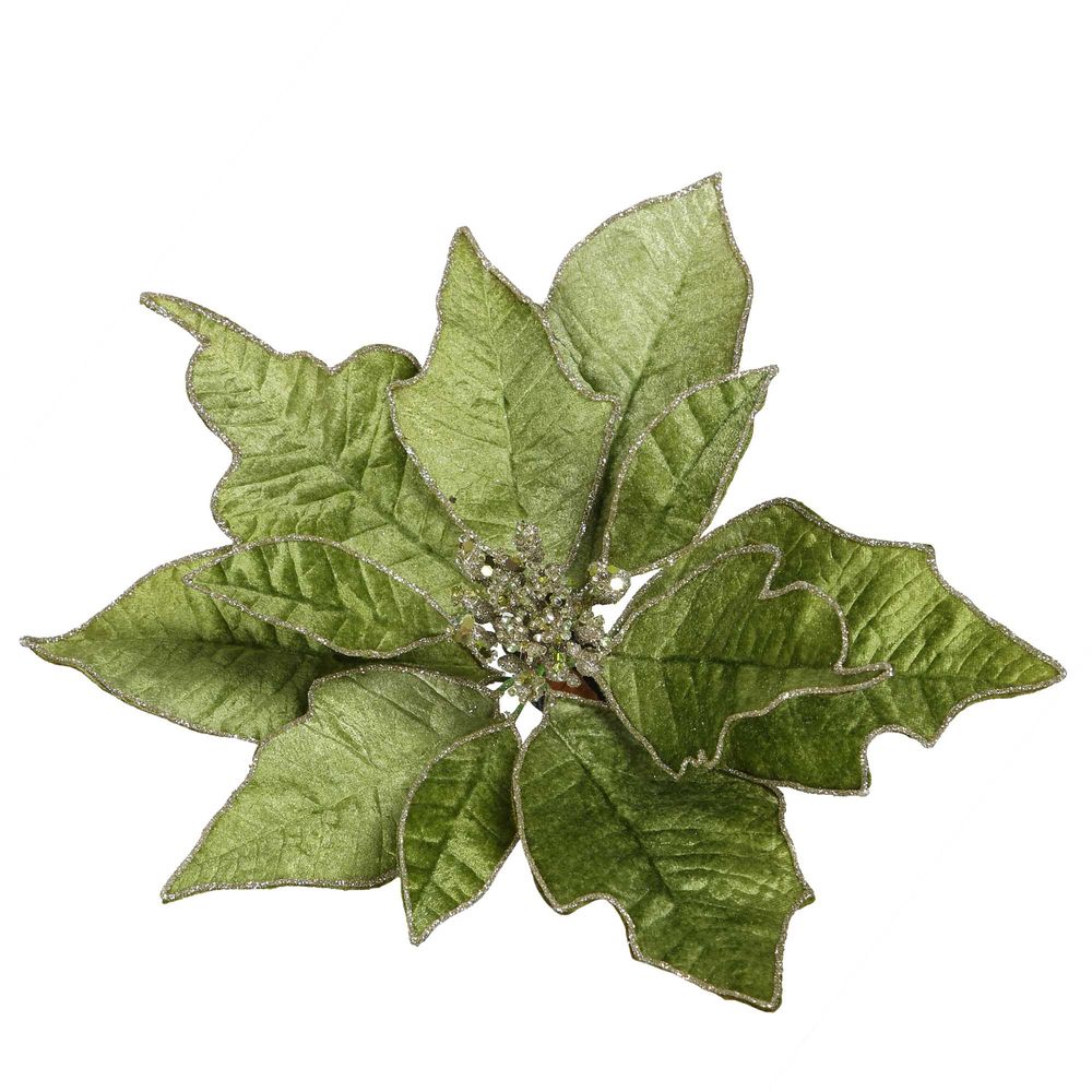 Velve Clip On Poinsettia Green