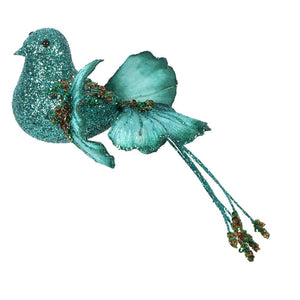 Ginko Glitter Clip On Bird Aqua