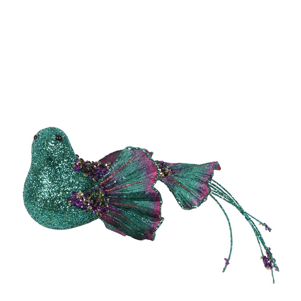 Ginko Glitter Clip On Bird Peacock