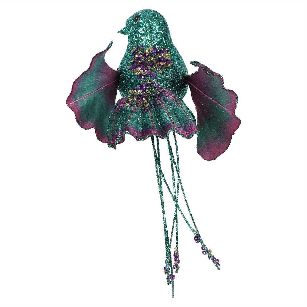 Ginko Glitter Clip On Bird Peacock