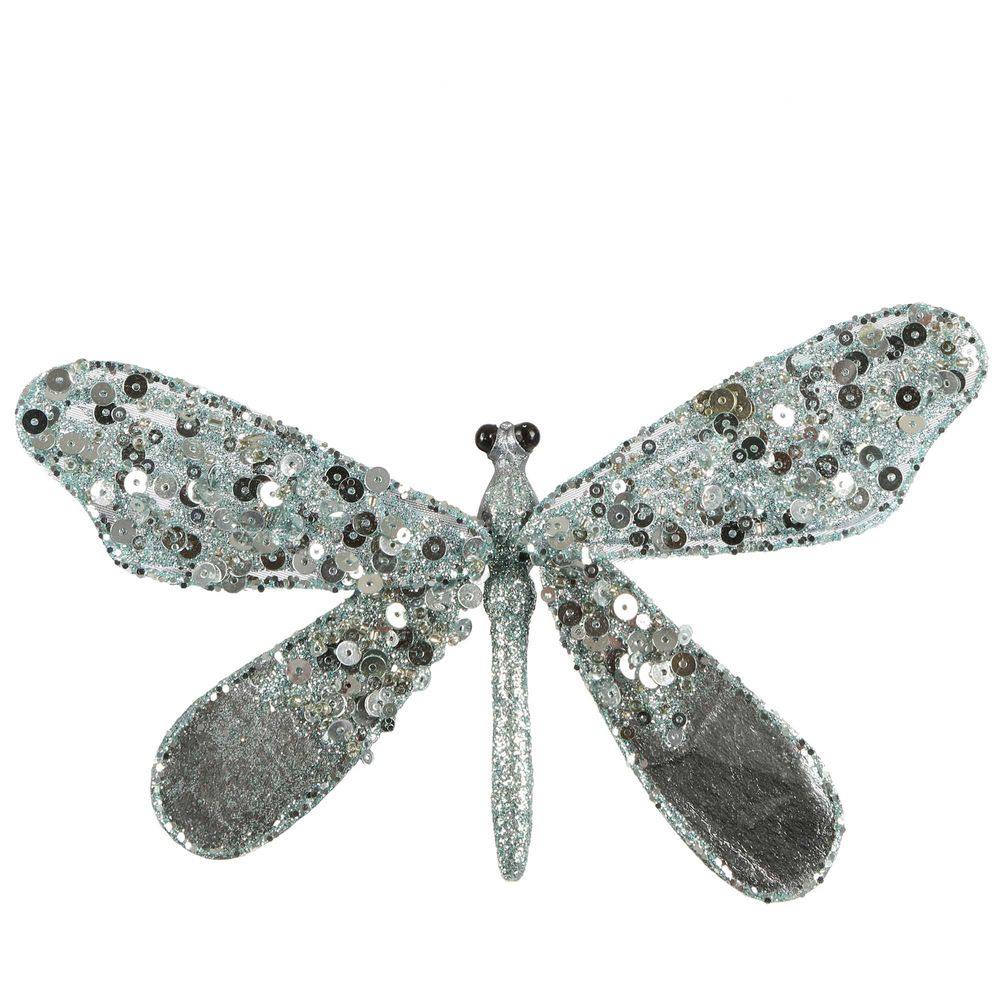 Shayle Glitter Clip On Dragonfly Blue