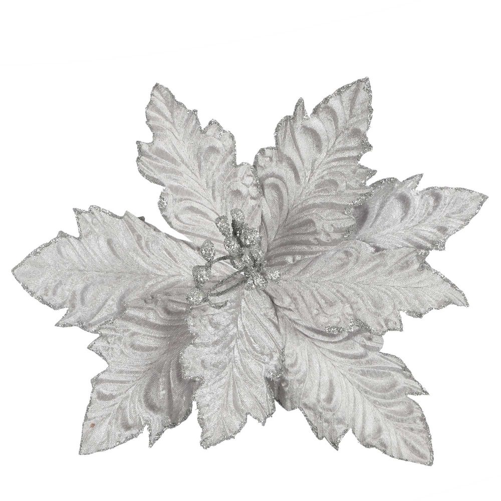 Pamile Clip On Poinsettia Silver