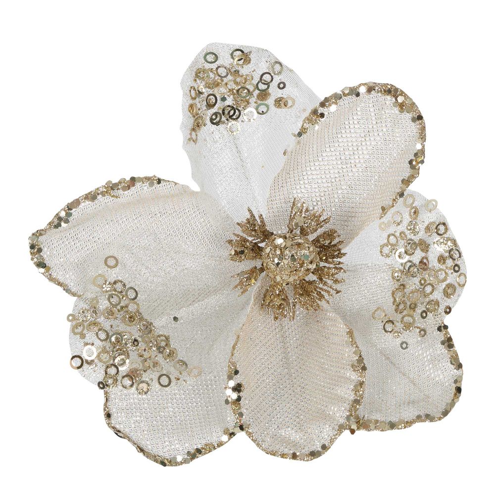 Faille Clip On Camellia Champagne