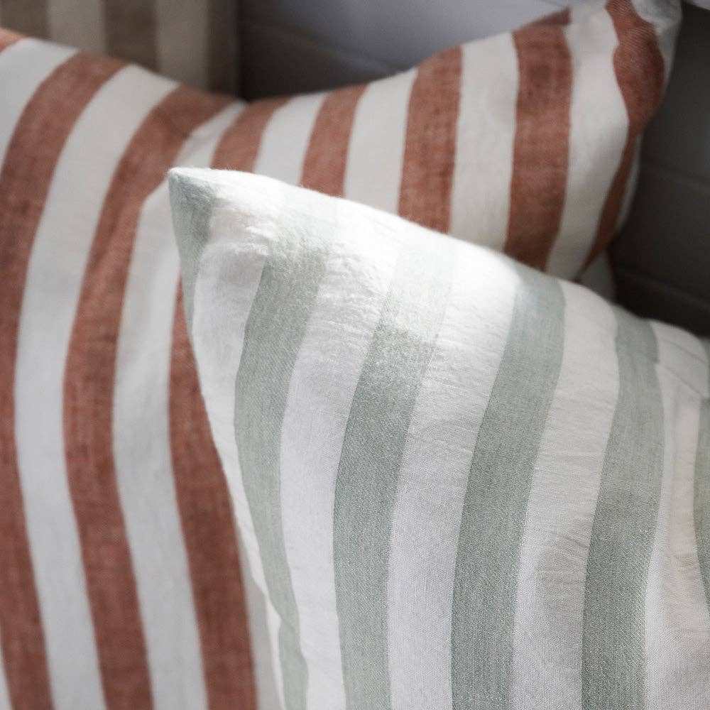 Santi Linen Cushion - White/Nutmeg Stripe