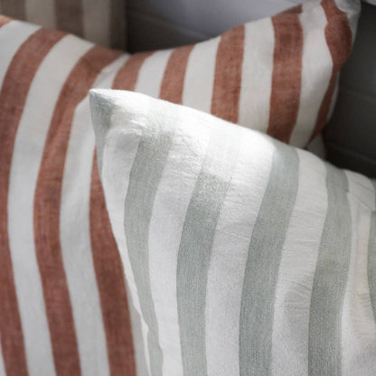 Santi Linen Cushion - White/Nutmeg Stripe