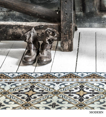 Flor de Lis Classic vinyl rug closeup