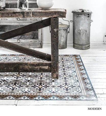 Flor de Lis Classic vinyl rug lifestyle view