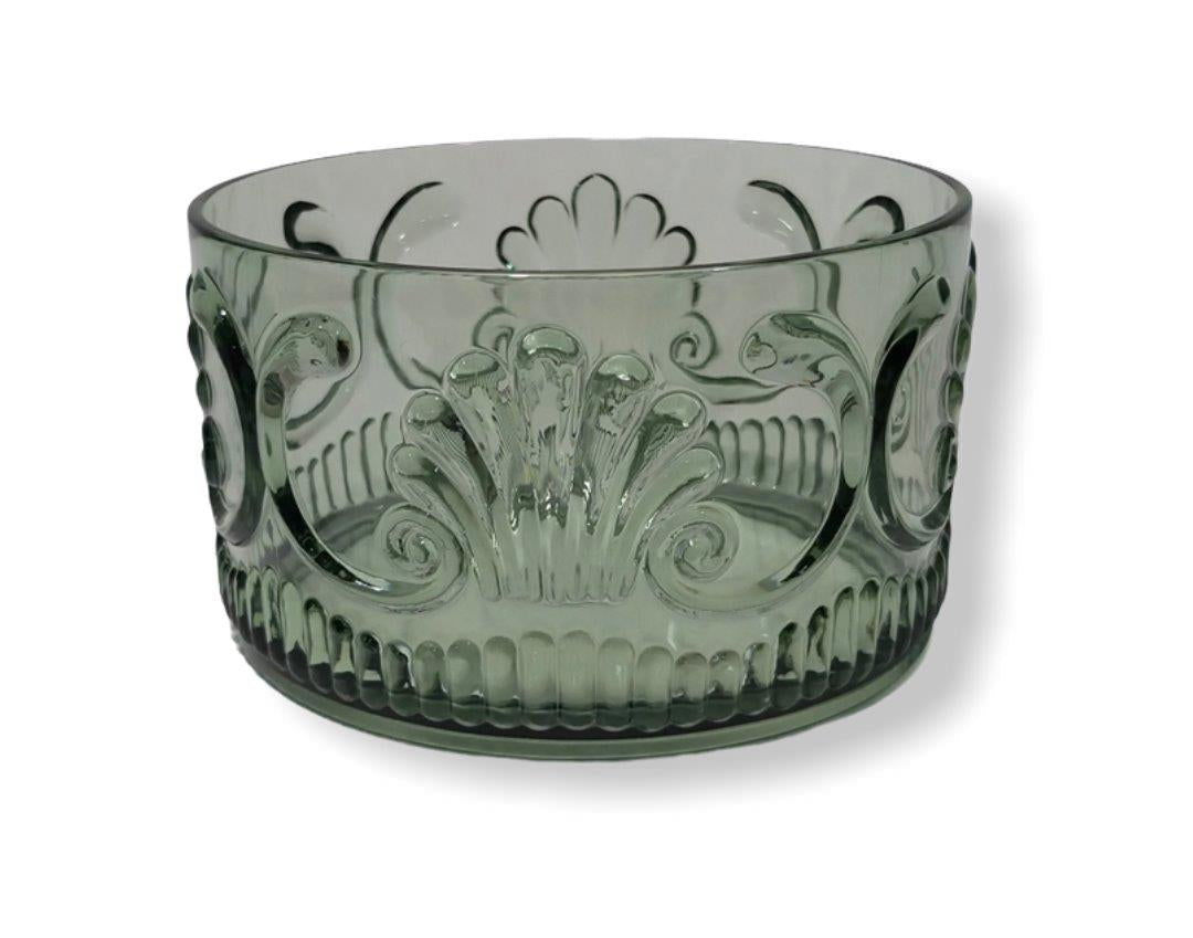 17Gr - Acrylc Snck Bowl Scollop Des Green 13X7