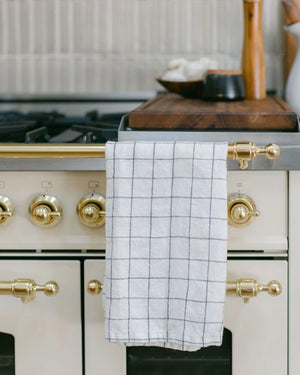 Stone Washed Linen -Tea Towels - 100% Linen - Windowpane
