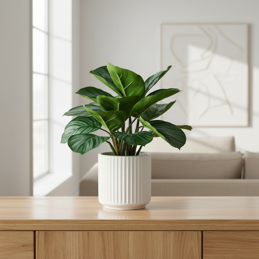 Calathea Plant in White Pot - Real Touch