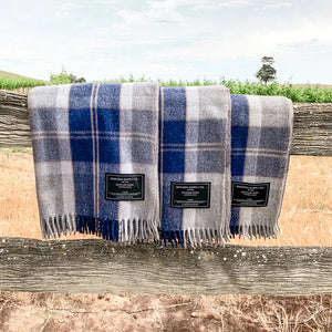 Recycled Wool Scottish Tartan Blanket - Bannockbane Silver