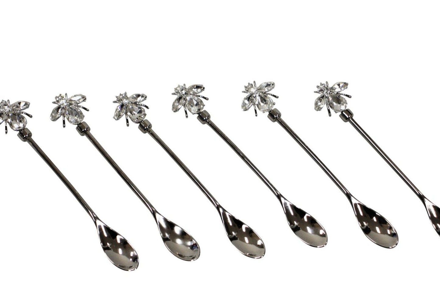 33C - Nckl Crystal Bee Spoon:Set 6 ($4Each)