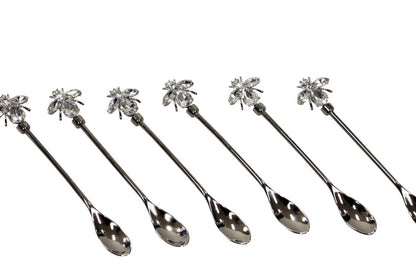33C - Nckl Crystal Bee Spoon:Set 6 ($4Each)