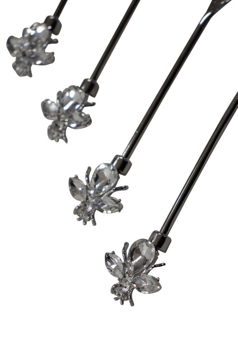 33C - Nckl Crystal Bee Spoon:Set 6 ($4Each)