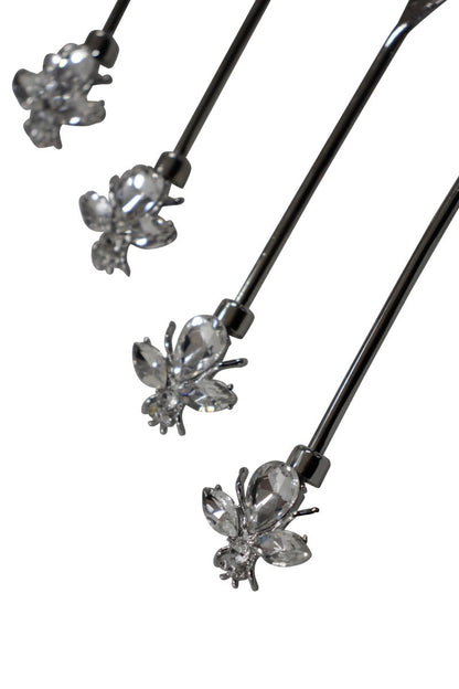 33C - Nckl Crystal Bee Spoon:Set 6 ($4Each)