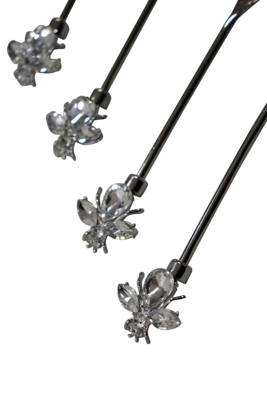 33C - Nckl Crystal Bee Spoon:Set 6 ($4Each)