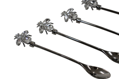 33C - Nckl Crystal Bee Spoon:Set 6 ($4Each)