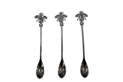 33C - Nckl Crystal Bee Spoon:Set 6 ($4Each)