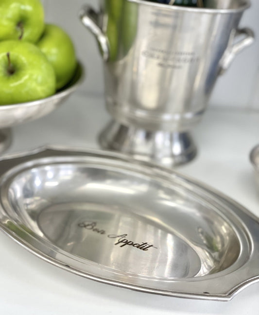 398D - Pewter Finish Bon Appettie Bowl