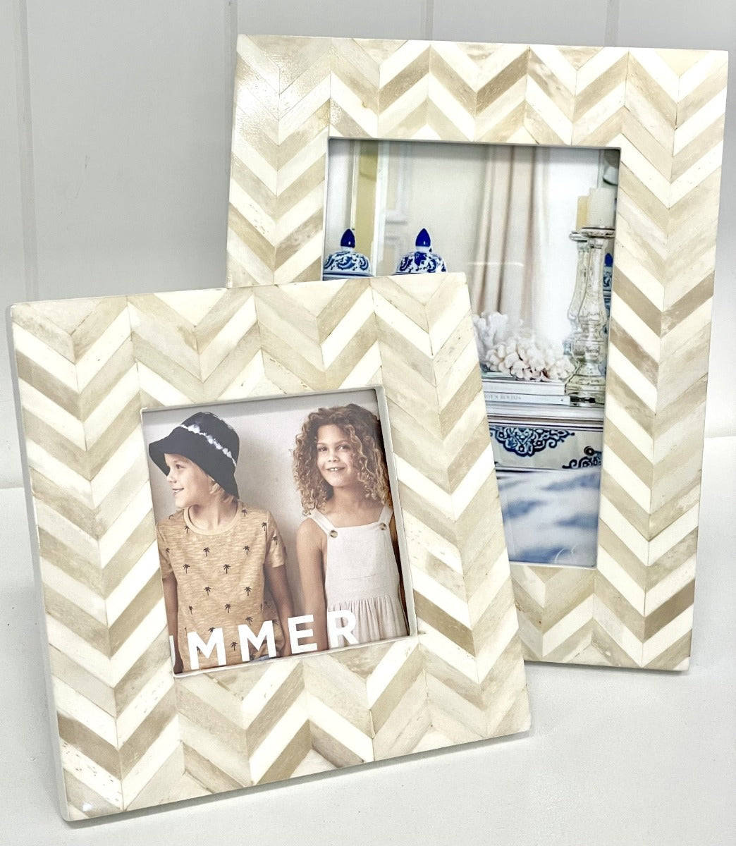 180D - Bone Cream Heringbone Frame 5X7"