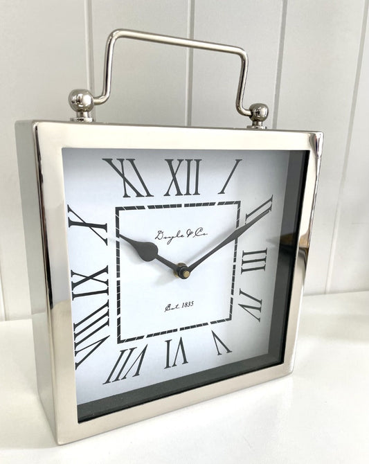 112D - D&C Nickel Ball Handle Clock 21X21X7Cm