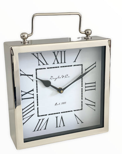 112D - D&C Nickel Ball Handle Clock 21X21X7Cm