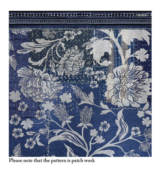 Bohemian Garden Indigo Flower Vinyl Rug - Discontinued Last Stock