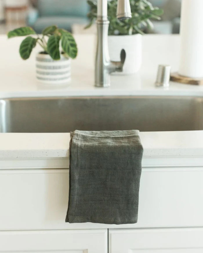 Stone Washed Linen - Tea Towels - 100% Linen - Sage Green
