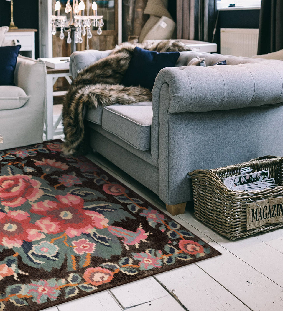 Mary Black Vinyl Rug Second Lifestyle