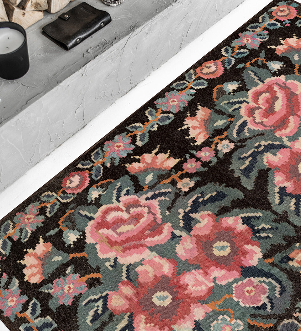 Mary Black Vinyl Rug Alternative Lifestyle