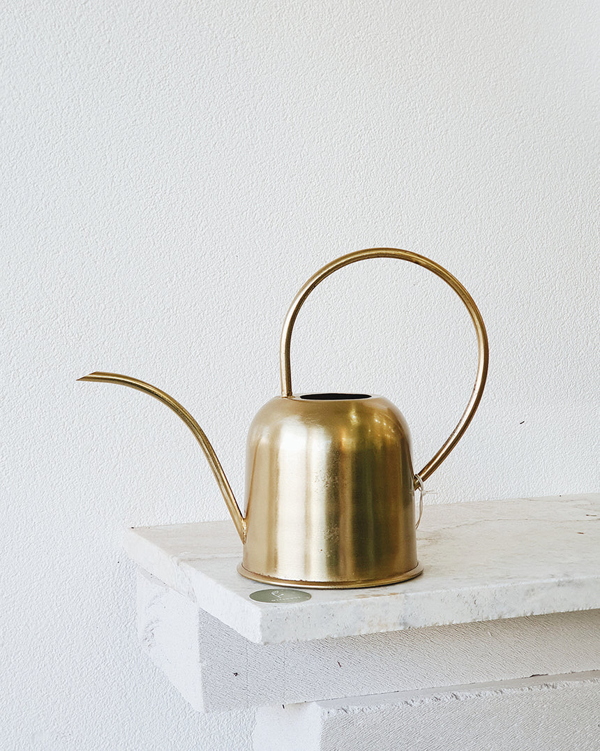 Daisy Watering Can, Gold, Metal