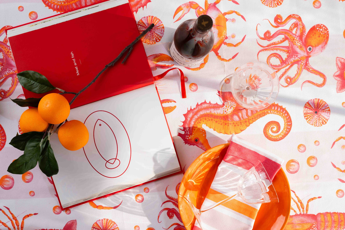Ocean Tablecloth - Pink/Orange