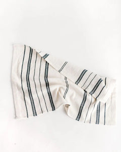 Avery Cotton Tea Towel - Handwoven -Natural with Navy