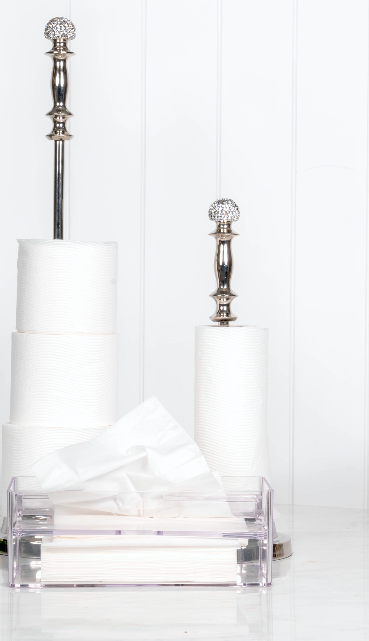 14 - Acrylic Tissue Box Open W/ Gold Trim