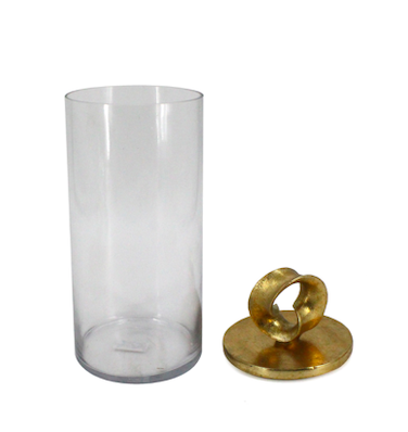 89G - Glass Jar Poly Gold-Leaf Lid Med 15X40