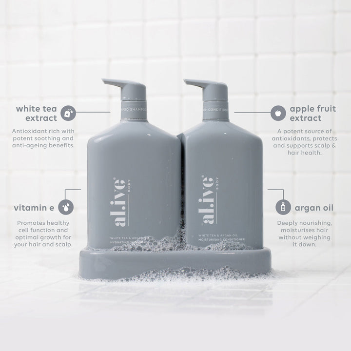 Shampoo & Conditioner DUO PACK, White Tea & Argan Oil - 2x 500ML BOTTLES