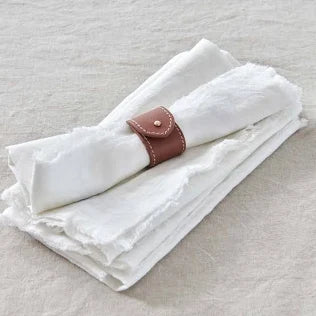 Tan Soft Leather Napkin Rings - Set of 4