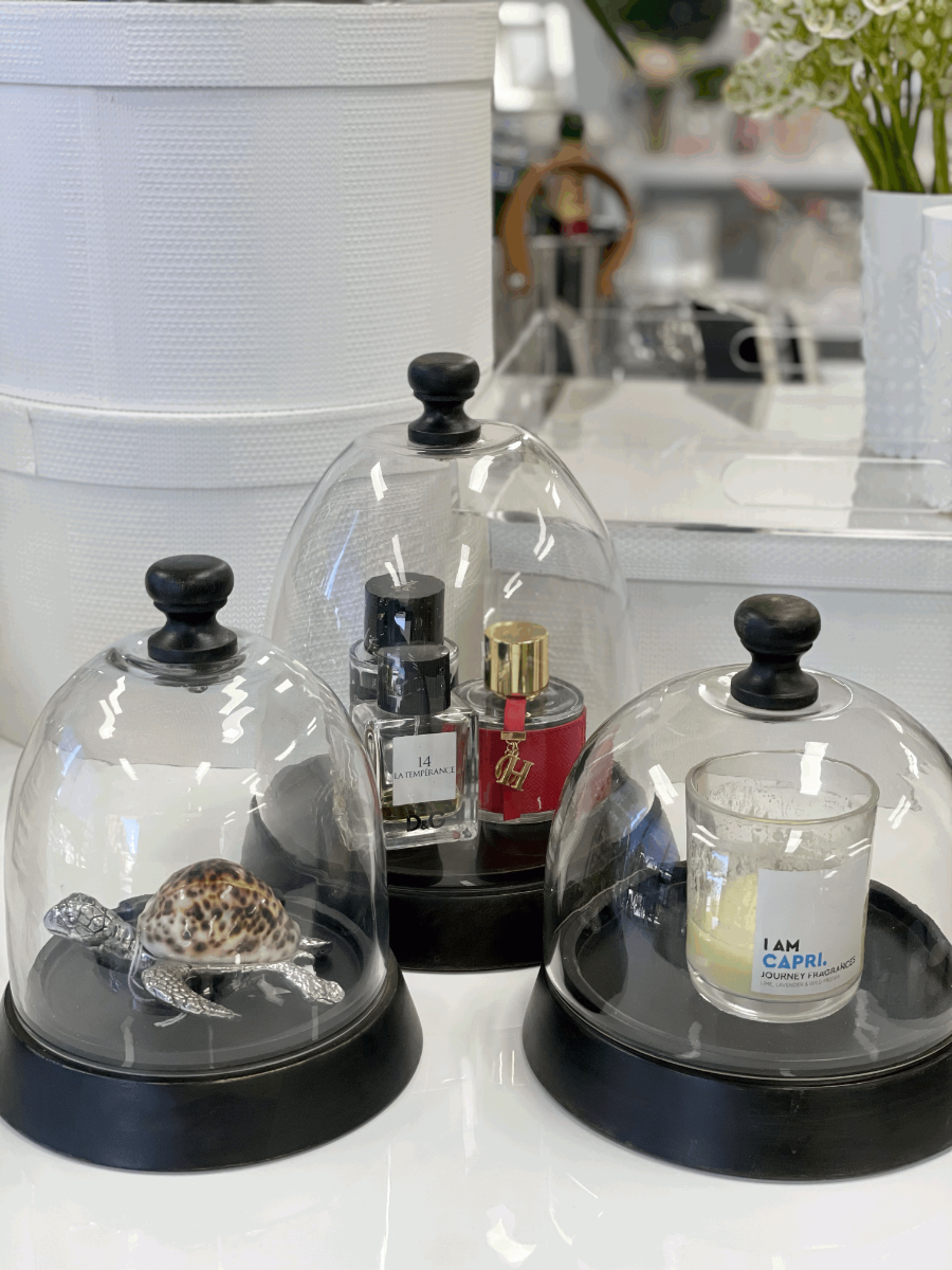 165B - Black/Glass Closhe Cake Stnd Sml 21X20Cm