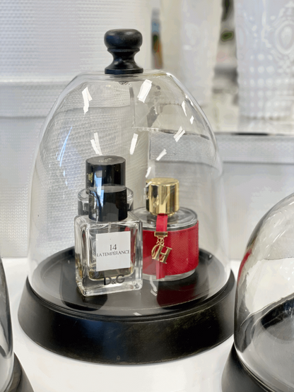 165B - Black/Glass Closhe Cake Stnd Sml 21X20Cm