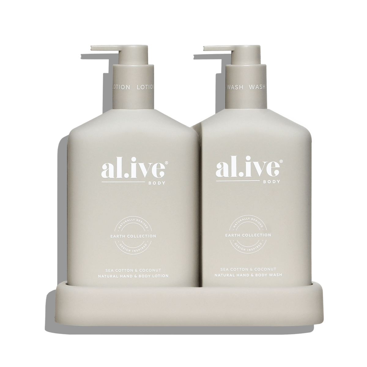 Alive Body Wash & Lotion Duo + Tray Sea Cotton & Coconut with tray