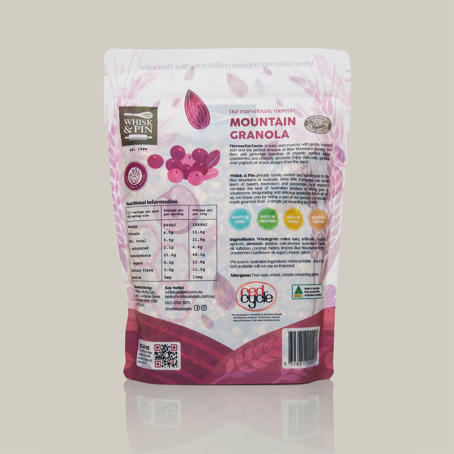 Whisk & Pin Mountain Granola 525g Back