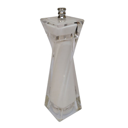 2728Wht - Wht & Transp Salt/Pepper Mill Set 16Cm