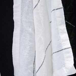 Carter Linen Tea Towel Set - Off White W' Charcoal Stripe